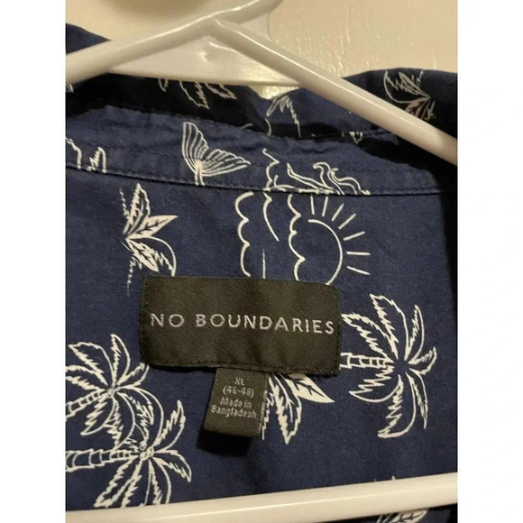 No Boundaries Men's Size X-Large Dark Blue Summer Button Down - Picture 4 of 8